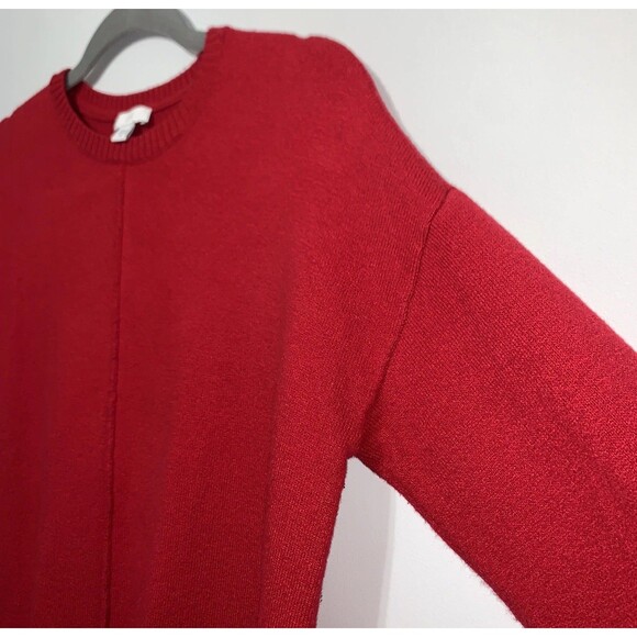 J Jill Sweater Red Crew Neck Pullover Front Pockets Oversized Size XS - Picture 4 of 8